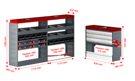 aménagement de véhicules utilitaires, étagères larges